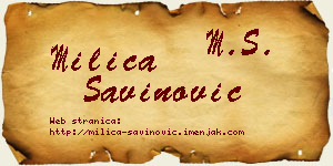 Milica Savinović vizit kartica